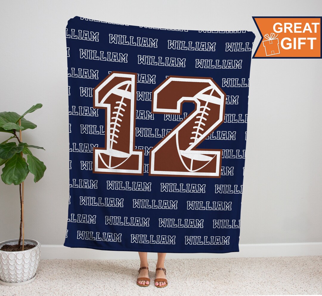 Personalized Football Blanket With Your Name, Sports Gift, Football