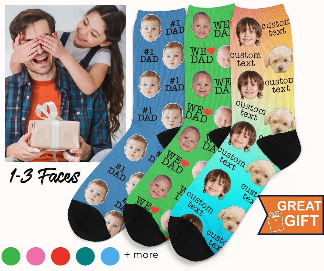 Gift for Dad, Fathers Day Socks, Custom Face Socks, Personalized Socks ...