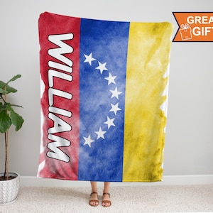 Personalized Venezuela Blanket, Venezuela Flag Blanket, Venezuela gift for him her, gift for Venezuelan,