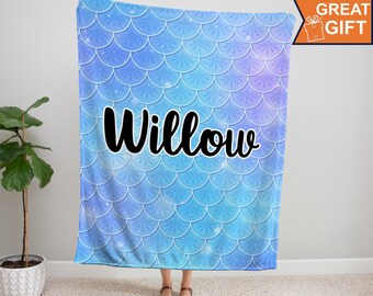 Personalized Mermaid Blanket, Mermaid name blanket, Custom mermaid baby blanket, mermaid gift for him her women men, mermaid birthday gift