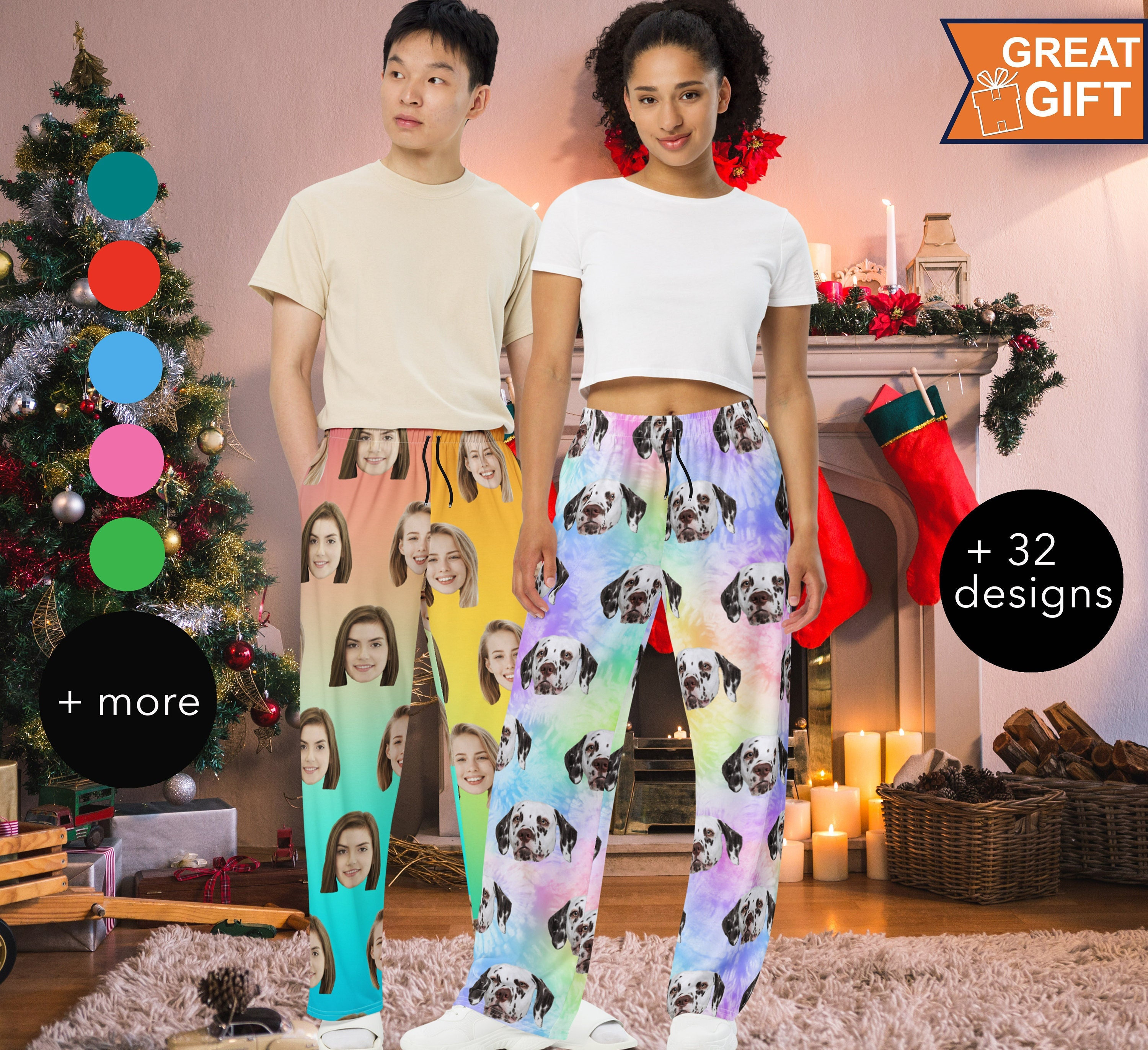 Personalized Pajama Pants with Your Face, Couples Pajamas, Custom Pants, Family Pajamas, Mens Pajamas, Women's Pajamas, Custom Gifts.