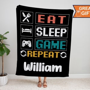 Video Game Blanket, Personalized Gaming Blanket, Custom Gamer Gift, Game Lover Gifts, Custom Game Blankets with Name, Retro, gamer tag,