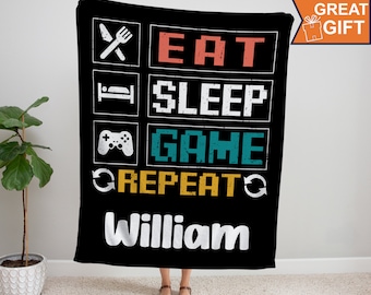 Video Game Blanket, Personalized Gaming Blanket, Custom Gamer Gift, Game Lover Gifts, Custom Game Blankets with Name, Retro, gamer tag,