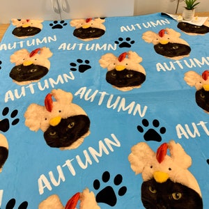 Manta personalizada con foto de mascota, manta personalizada con cara de gato, regalo para mamás y papás de gatos imagen 2