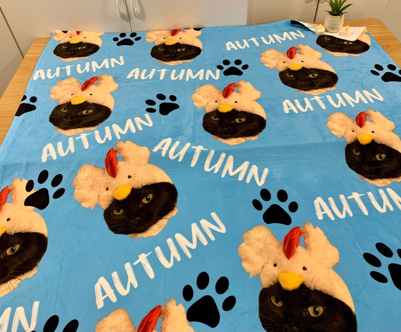 Manta personalizada con foto de mascota, manta personalizada con cara de gato, regalo para mamás y papás de gatos imagen 2