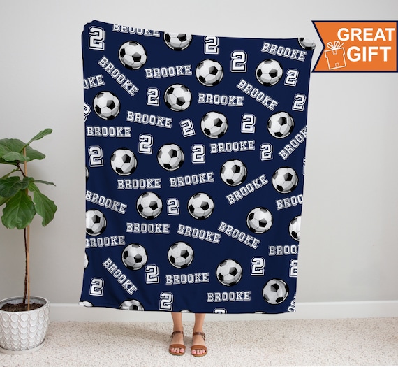 Personalized Soccer Blanket with your name, Sports gift, soccer gift boys girls, gift for soccer player, soccer team gift, custom blanket