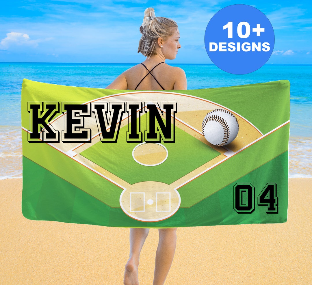 Custom Baseball Beach Towel, Baseball Team Gifts,personalized Beach Towel, Monogram Beach Towels