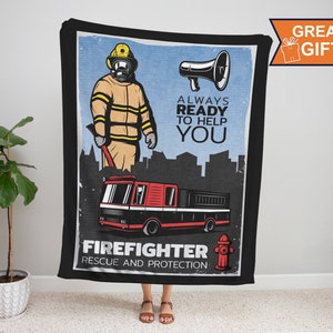 Firefighter Blanket, Gift For Fireman, Volunteer Firefighter, Firefighter Gift, FireFighter Wife Gift, Fire Department gift