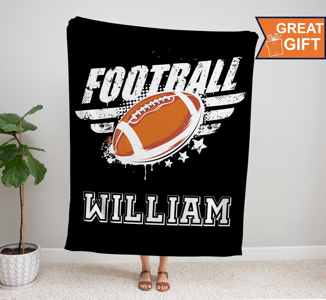 Personalized Football Blanket With Name Football Gift Gift Etsy