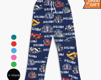Race Car Pajama Pants, Race Car Birthday Gift, Car Racer Gift, Sports Race Car Pajamas, Racing Gifts, Formula Cars, Race Track