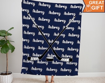 Personalized Hockey Blanket, Sports gift, hockey blanket gift, gift for hockey player, team gift, hockey team gift, custom hockey blanket