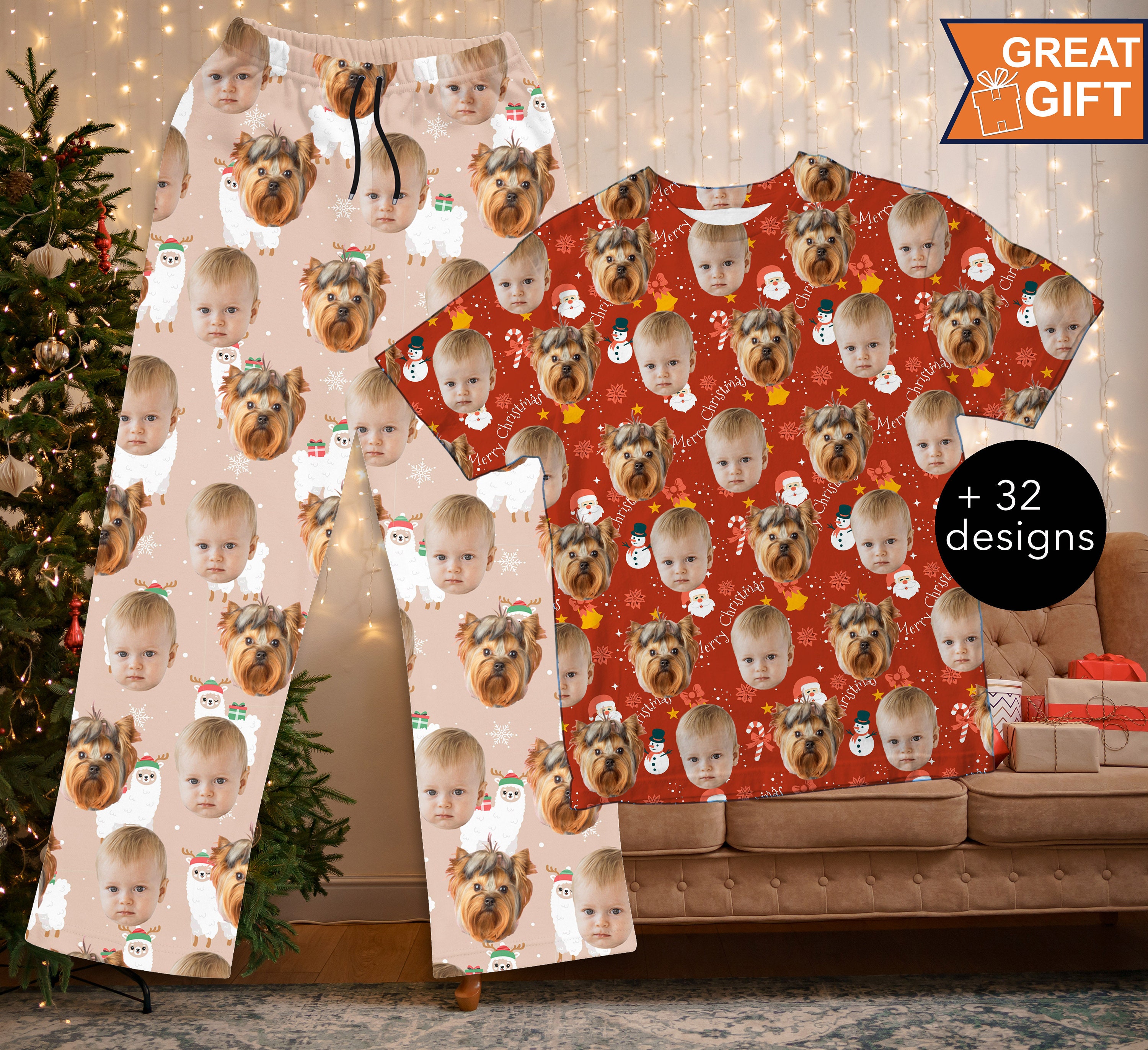 Personalized Pajama Pants with Your Face, Couples Pajamas, Custom Pants, Family Pajamas, Mens Pajamas, Women's Pajamas, Custom Gifts.