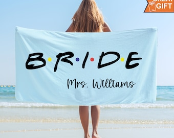 Custom Bride Beach Towels, Personalized beach towels, Bachelorette Party Gifts, Bridesmaids gifts, Wedding, bridal Shower Party