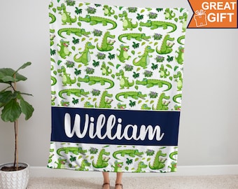 Personalized Alligator Mink Throw Blanket, Alligator Gifts Her Him Kids, Alligator Birthday Gift, Alligator blanket