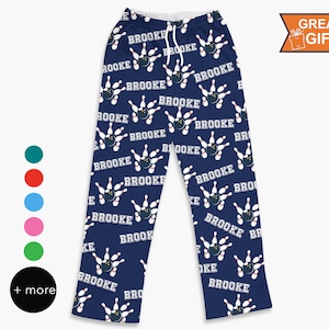 Personalized Bowling pajama with your name, Bowling gift, gift for bowler, bowling club team gift, bowling birthday, bowling pajama pants, personalized bowling gift, custom bowler pants, bowling team gift, league bowler gift, coach gift bowling, bowling sleep pants, bowler lounge pants, bowling apparel, custom name pajama pants, sports pajama pants, bowling lover gift, bowler personalized