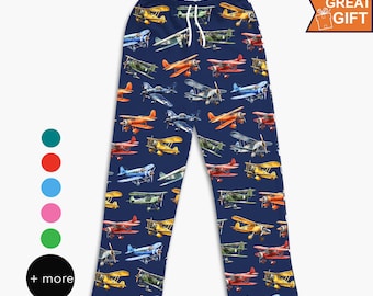 Airplane pajama pants, Airplane gift, gift for pilot, Aviation club gift, aviation birthday, aviation graduation gift