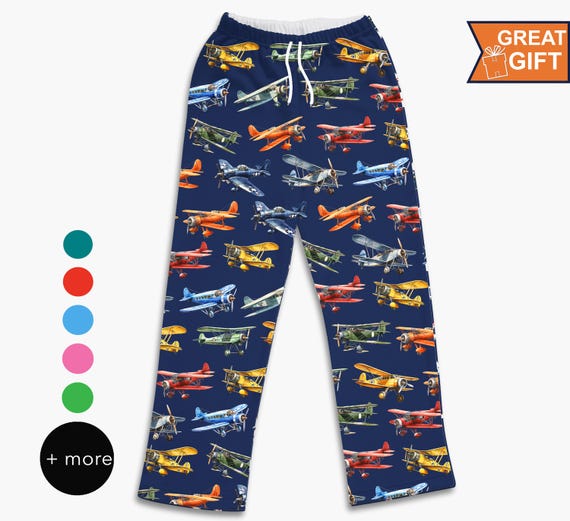 Airplane Pajama Pants, Airplane Gift, Gift for Pilot, Aviation