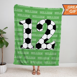Personalized Soccer Blanket with your name, Sports gift, soccer gift boys girls, gift for soccer player, soccer team gift, custom blanket