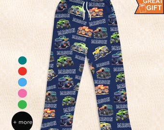 Personalized Monster Truck pajamas with your name, Monster Truck gift, Truck Lover, Car Gift, Personalized Car Truck Gift