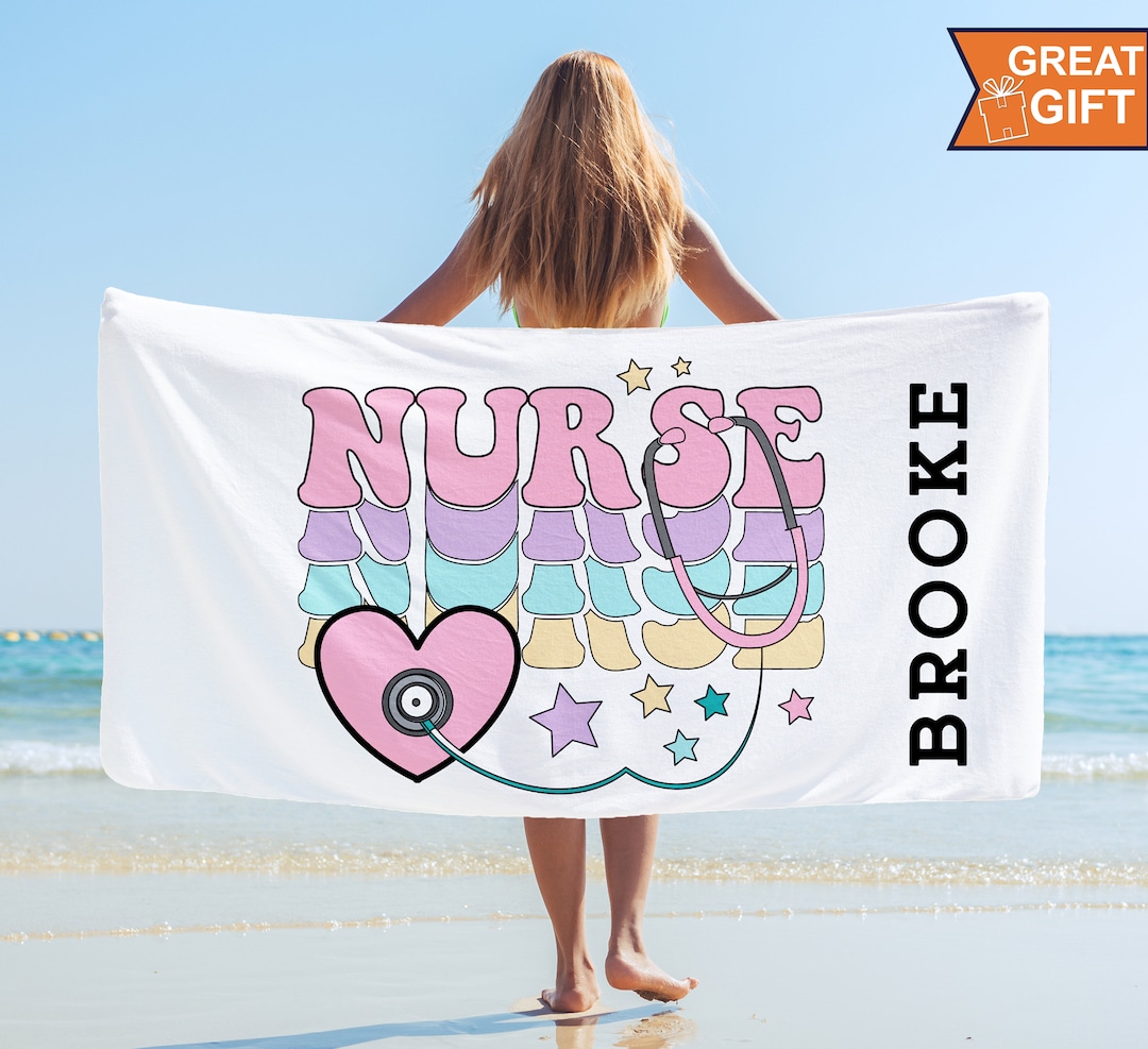 Nurse Personalized Beach Towel, Nurse Gift, Gift for Nurses, Nurse Graduation Gift, Funny Gift