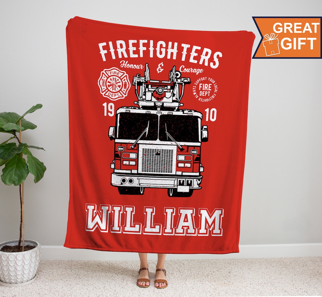 Personalized Firefighter Blanket Gift for Fireman Volunteer Etsy