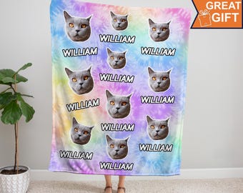 Personalized cat blanket, Cat lover gift, Custom photo blanket, Pet photo blanket, Photo blanket customized, Cat dad gift, Cat mom gift,