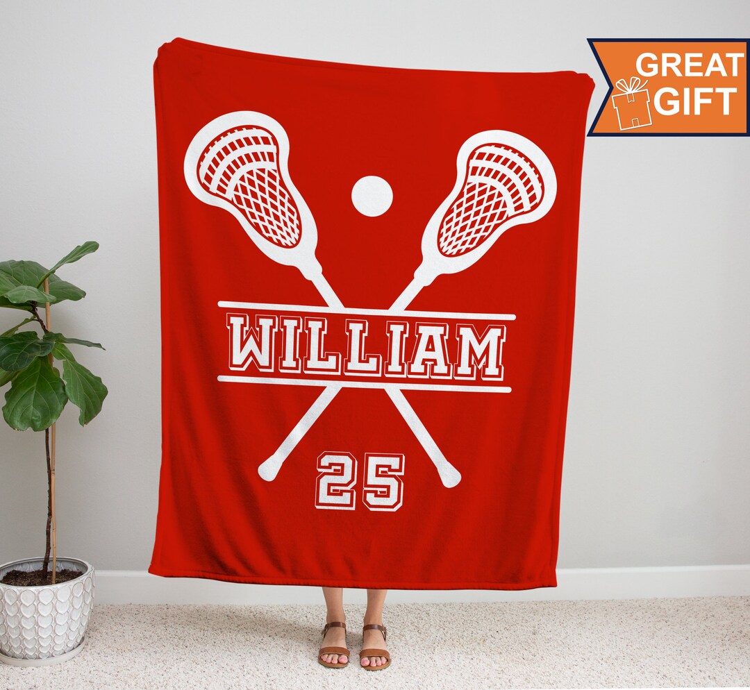 Personalized Lacrosse Blanket With Your Name, Sports Gift, Lacrosse