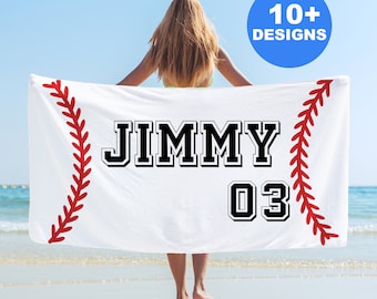 Custom Baseball Beach Towel, Baseball Team Gifts,Personalized Beach Towel, Sports Team Beach Towel with name for kids - coach gift