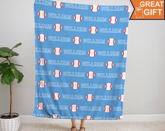Personalized Baseball Blanket with your name, Sports gift, baseball gift, gift for baseball player, team gift, baseball team gift