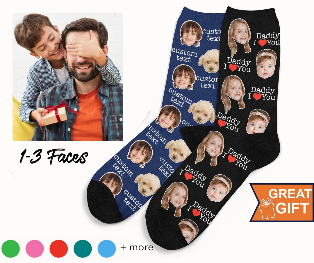 Gift for Dad, Fathers Day Socks, Custom Face Socks, Personalized Socks