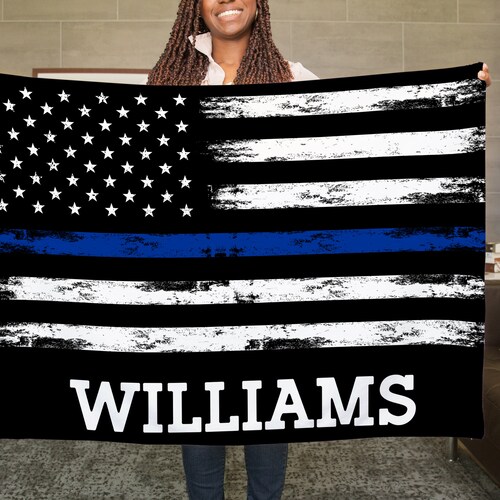 Thin Blue Line Blanket Personalized Blanket Police Officer Etsy