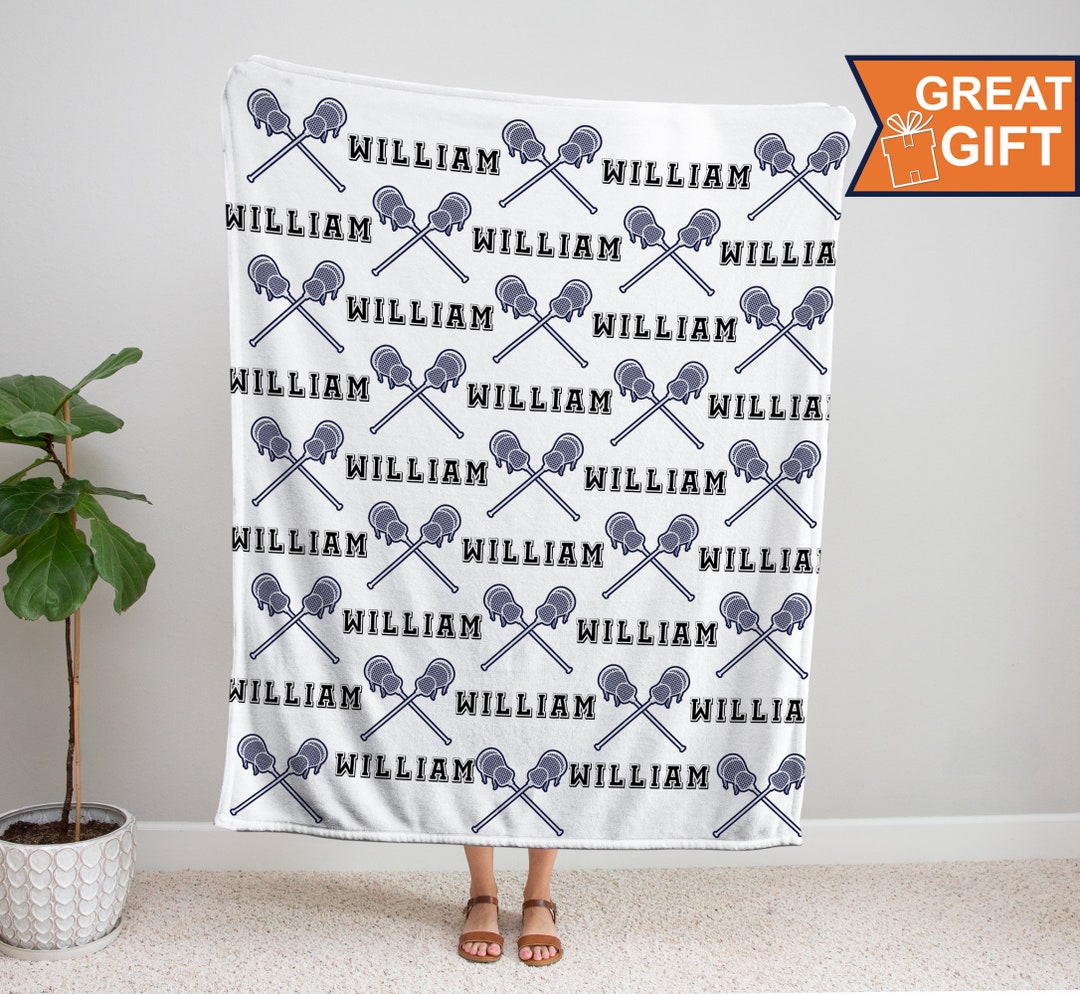 Personalized Lacrosse Blanket With Your Name, Sports Gift, Lacrosse