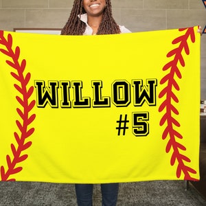 Personalized Softball Blanket with your name, Sports gift, softball gift, gift for softball player, softball team gift, softball team gift
