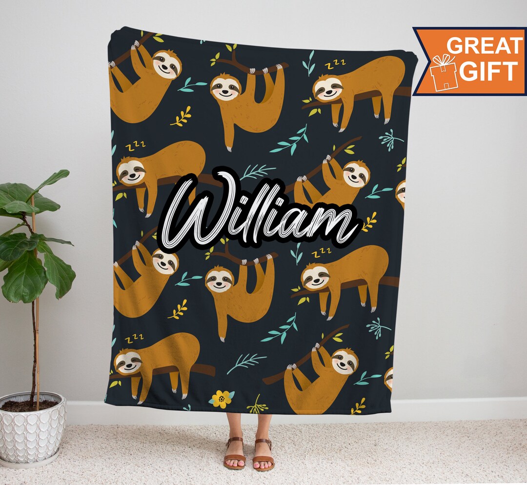 Personalized Sloth Blankets Personalized Baby Blankets Baby Etsy