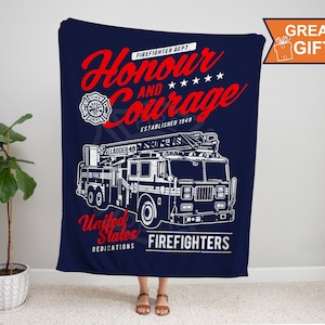 Firefighter Blanket, Gift For Fireman, Volunteer Firefighter, Firefighter Gift, FireFighter Wife Gift, Fire Department gift