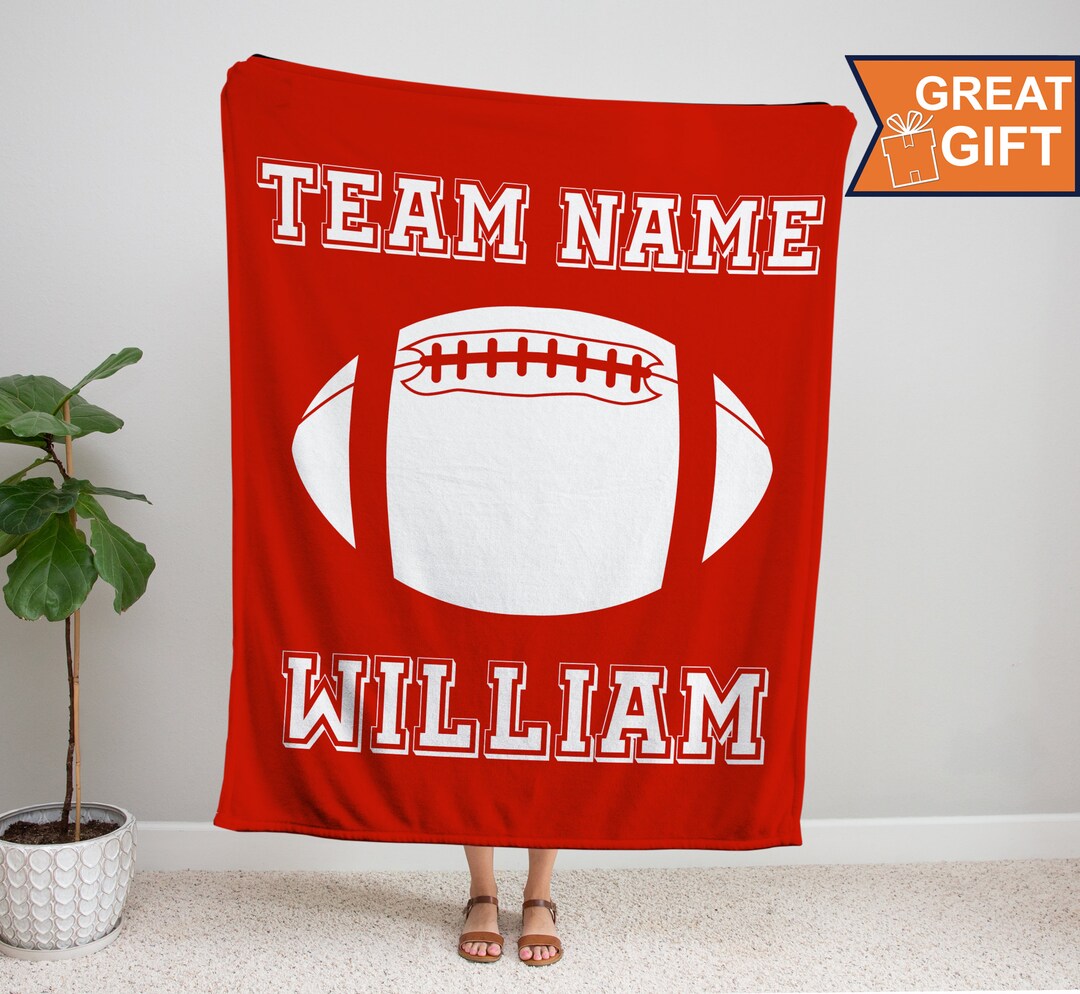 Personalized Football Blanket With Name Football Gift Gift Etsy