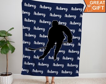 Personalized Hockey Blanket, Sports gift, hockey blanket gift, gift for hockey player, team gift, hockey team gift, custom hockey blanket