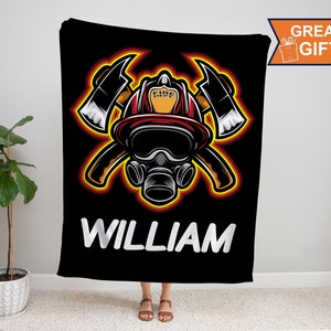 Personalized Firefighter Blanket, Gift For Fireman, Volunteer Firefighter, Firefighter Gift, FireFighter Wife Gift, Fire Department gift