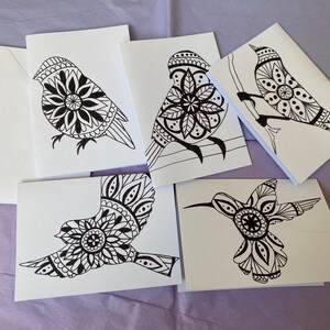 Bird Black and White Mandala Cards