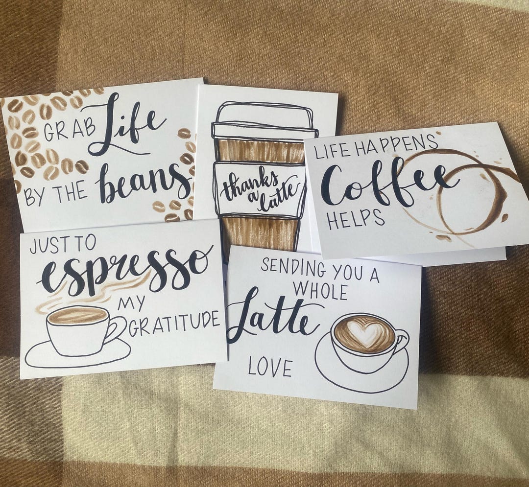 Coffee Message Card Coffee Cards, Pack of 5 Cards - Etsy