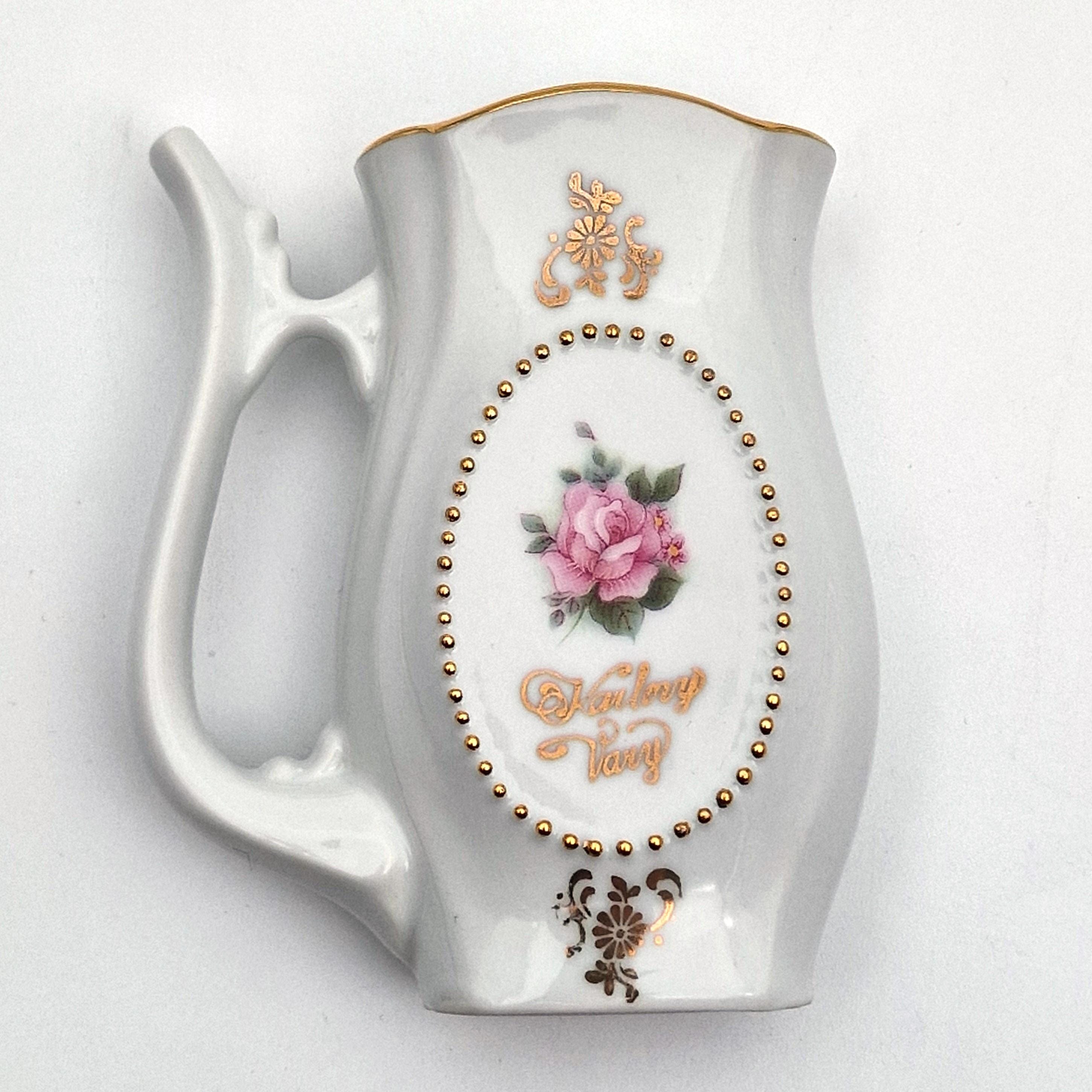 【CZECHOSLOVAKALEAD 】花瓶 Karlovy Vary (karlsbad), Vintage Czech Porcelain Pitcher, Gold