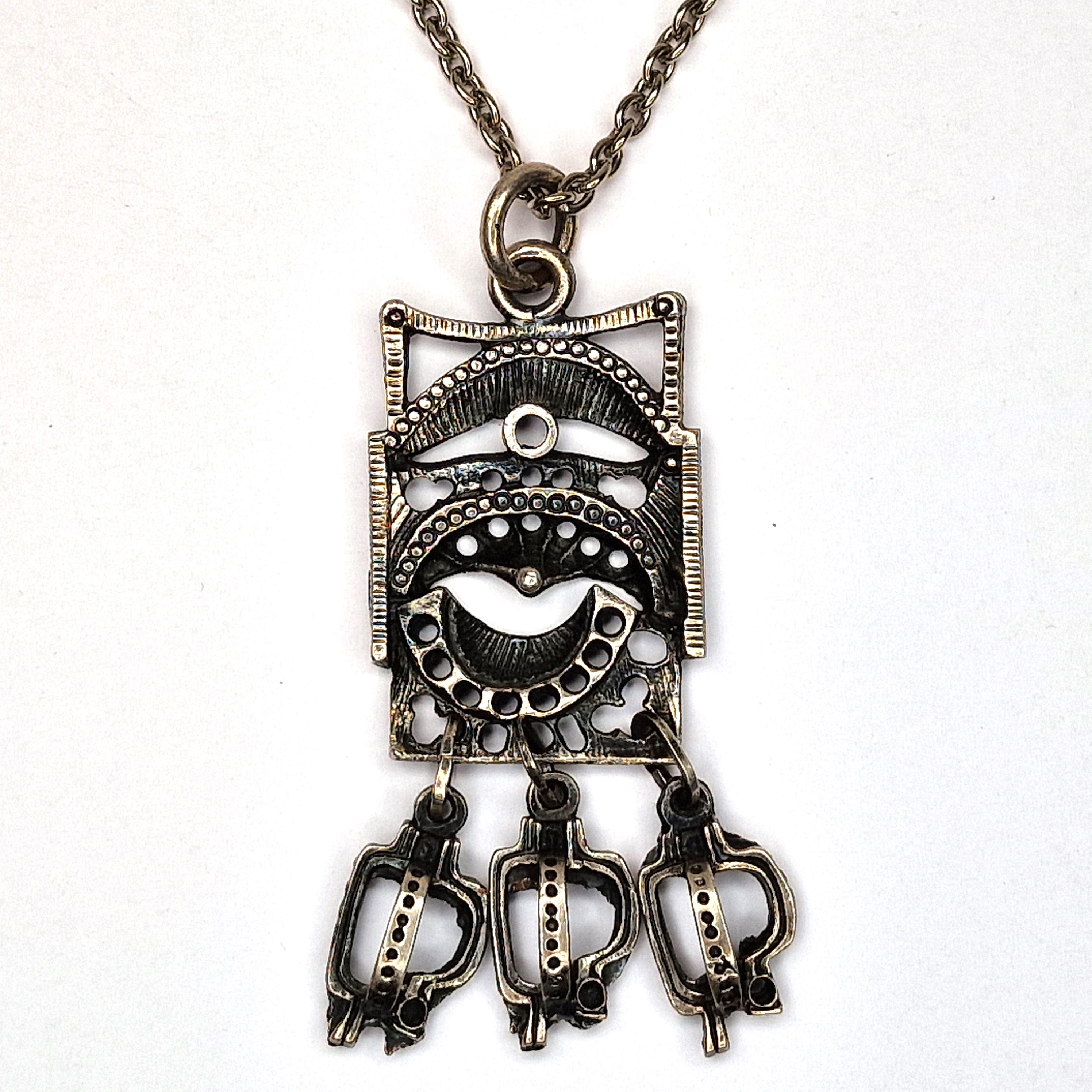 Juhani Vuorisalmi Finland vintage pewter pendant necklace. Nordic design.