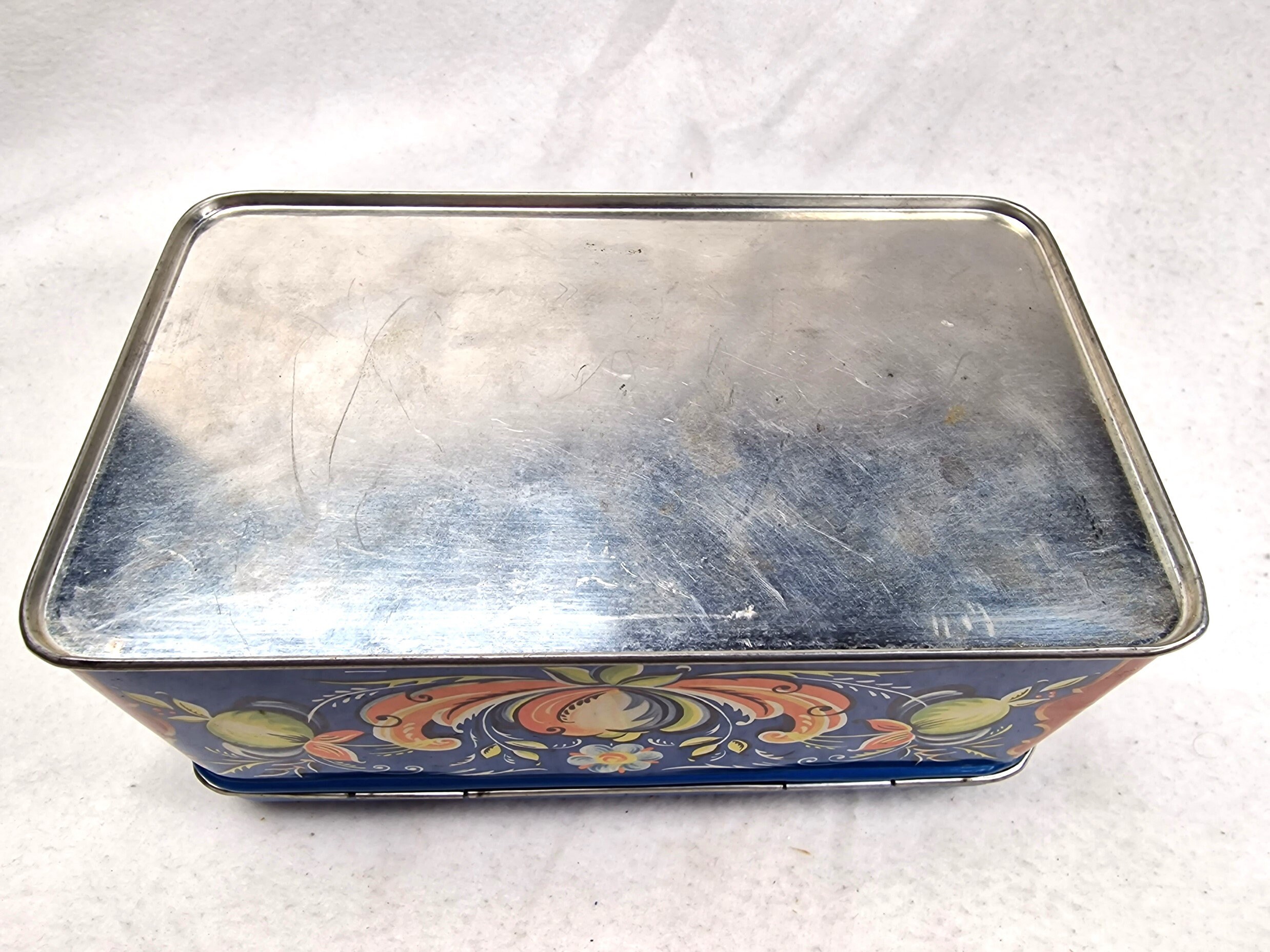 Chr. Bjelland Vintage Norwegian Tin Box. Rosemaling. Rose Paint