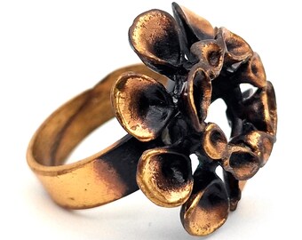 Bague Vintage Bronze Hannu Ikonen Finlande - Mousse De Renne, Réglable, Taille N, Occasion