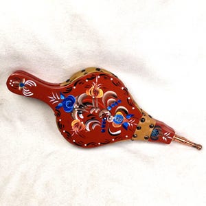 Handpainted Vintage Fireplace Bellows | Norwegian Rosemaling Folk Art | Rustic Cabin Wall Decor | Functional Hearth Tool | Free Shipping