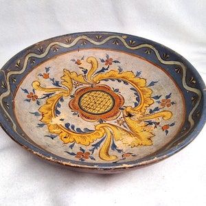 Antique Norwegian Rosemaling Bowl – Handpainted Folk Art Ale Dish, 1800s Wooden Scandinavian Decor, Rustic Heritage Collectible
