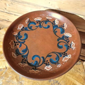 Handpainted Norwegian rosemaling wood bowl with traditional folk floral pattern, vintage Scandinavian decor or rustic fruit dish