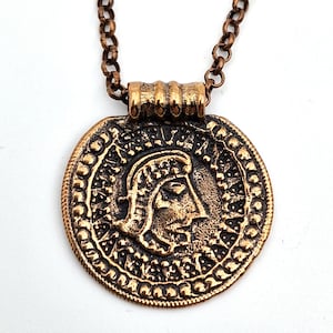 Collana con ciondolo con moneta romana della serie Snorre, medaglione in bronzo Sigmund Espeland, gioielli nordici norreni, regalo storico per lui o per lei