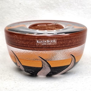 Vintage Kosta Boda &#39;Tonga&#39; Glass Candle Holder by Monica Backström - Signed Scandinavian Art