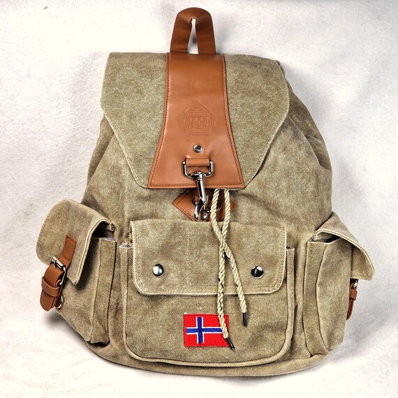 Canvas Rucksack by Spekebua With Faux Leather Trim and Rope 
